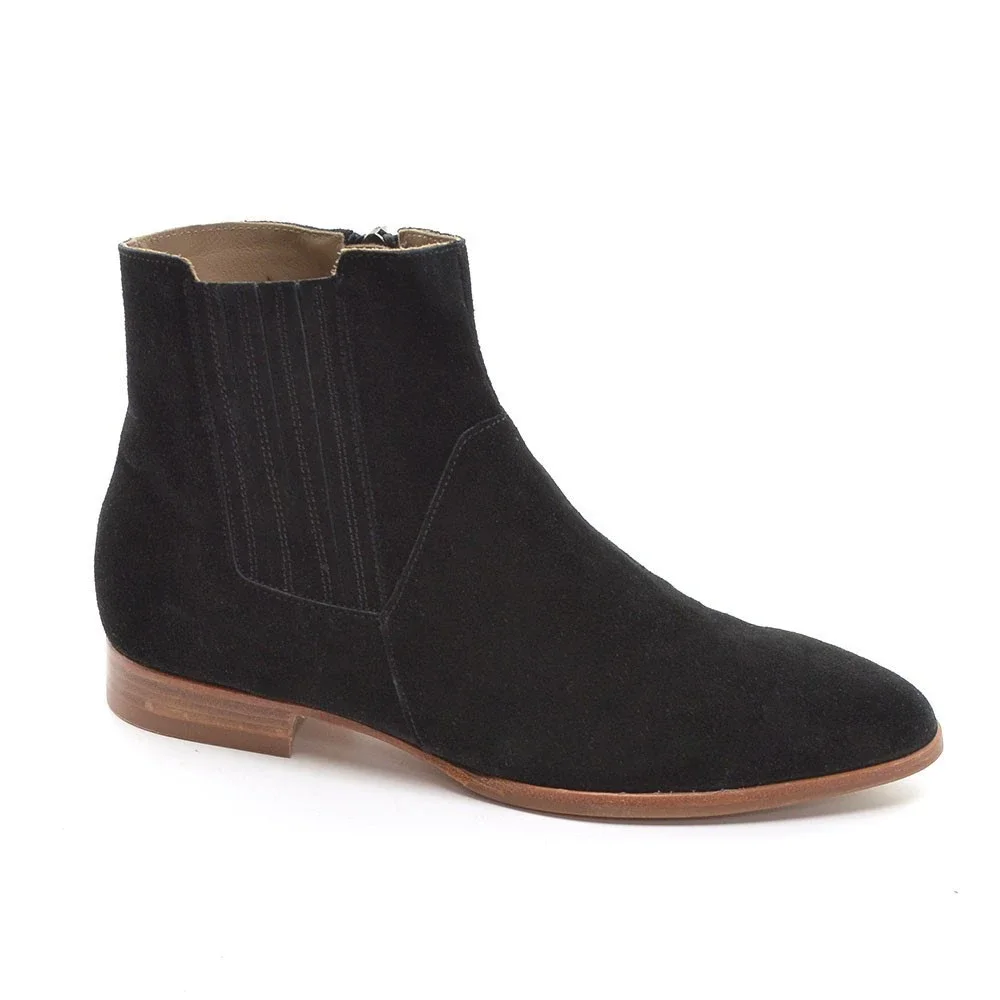 Italeau Lunella Black Suede Chelsea Booties 36.5 New